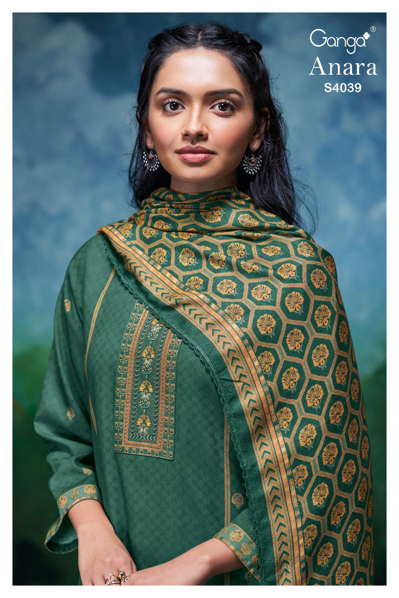 Ganga Fashion Anara 4039 Pure Pashmina Printed Embridered Work Salwar Suit