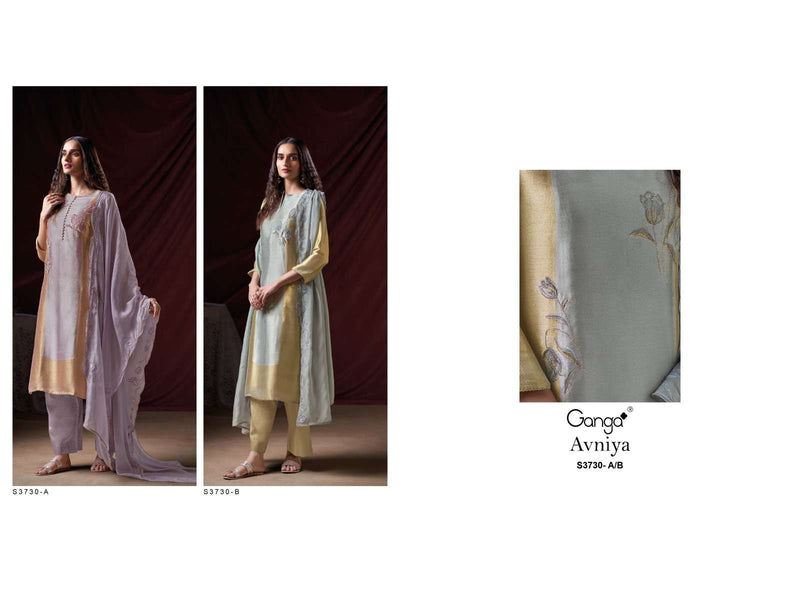 Ganga Fashion Avniya 3730 Pure Organza Silk Embroidered Work Salwar Suit
