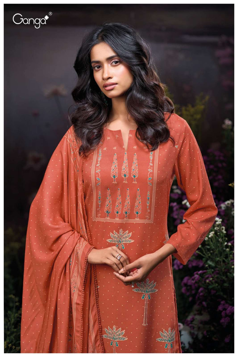 Ganga Fashion Bailyn 3906 Pure Pashmina Handwork Salwar Suit