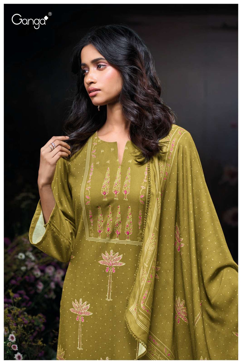 Ganga Fashion Bailyn 3906 Pure Pashmina Handwork Salwar Suit