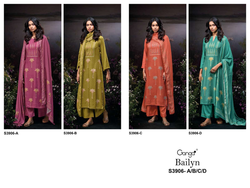 Ganga Fashion Bailyn 3906 Pure Pashmina Handwork Salwar Suit