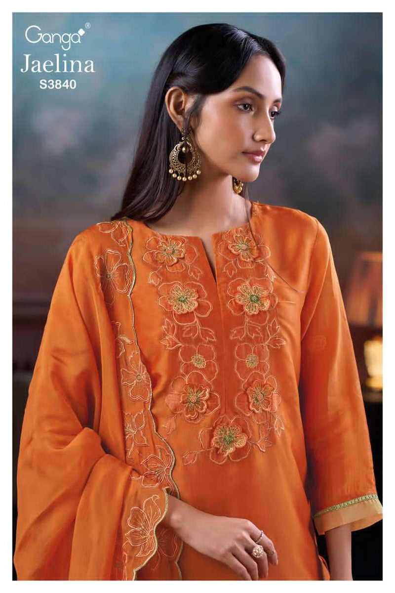 Ganga Fashion Jaelin 3840 Premium Bemberg Silk Handwork Salwar Suit