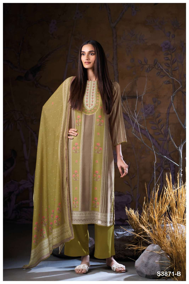Ganga Fashion Nimara 3871 Pashmina Schiffli Embroidered Work Salwar Suit