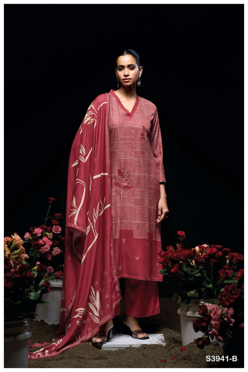 Ganga Fashion Pyrra 3941 Premium Wool Pashmina Embroidered Work Winter Suit