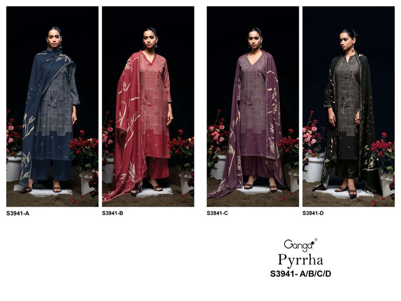 Ganga Fashion Pyrra 3941 Premium Wool Pashmina Embroidered Work Winter Suit
