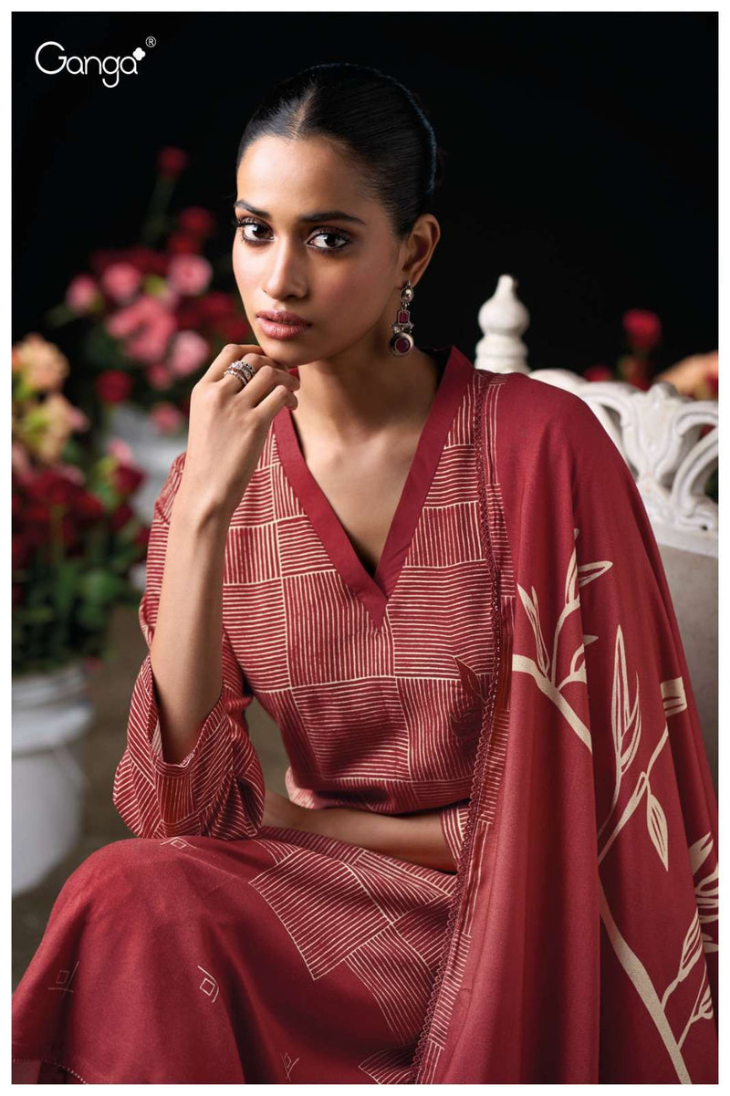 Ganga Fashion Pyrra 3941 Premium Wool Pashmina Embroidered Work Winter Suit