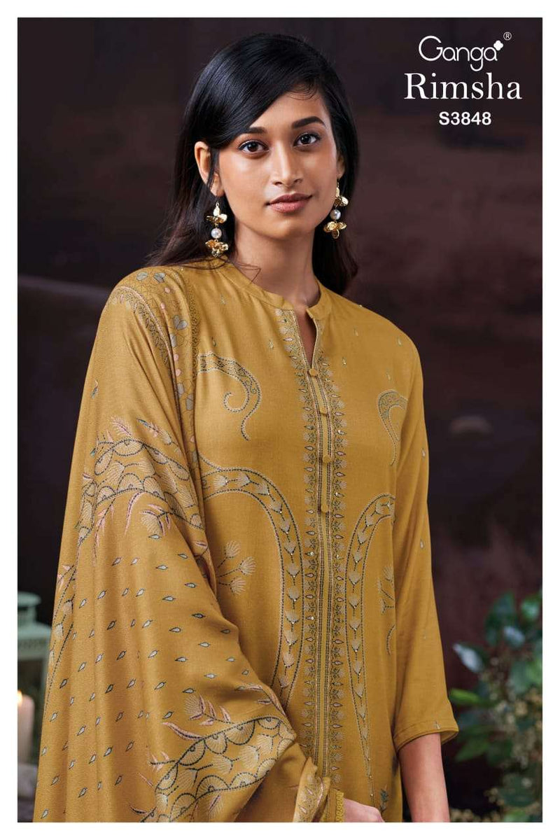 Ganga Fashion Rimsha 3848 Pure Pashmina Embroidered Work Salwar Suit