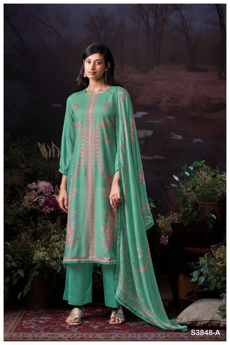 Ganga Fashion Rimsha 3848 Pure Pashmina Embroidered Work Salwar Suit