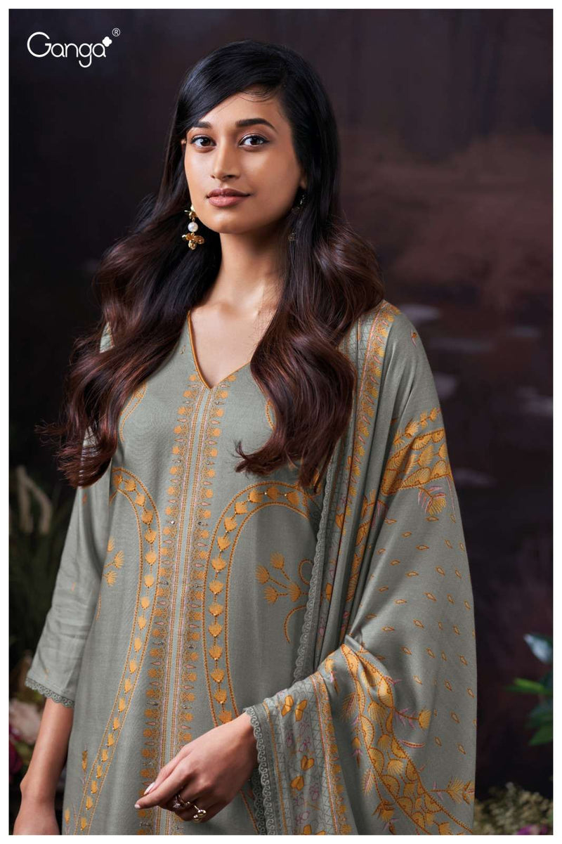Ganga Fashion Rimsha 3848 Pure Pashmina Embroidered Work Salwar Suit