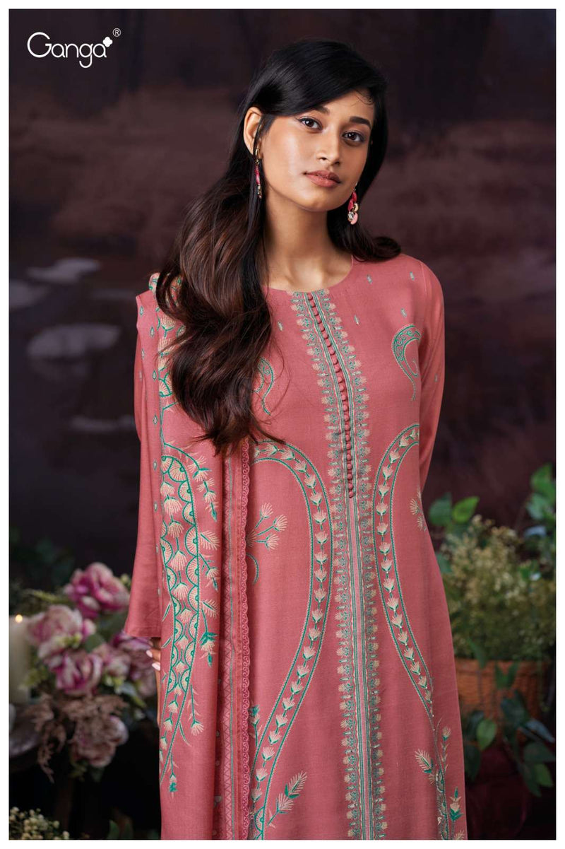 Ganga Fashion Rimsha 3848 Pure Pashmina Embroidered Work Salwar Suit