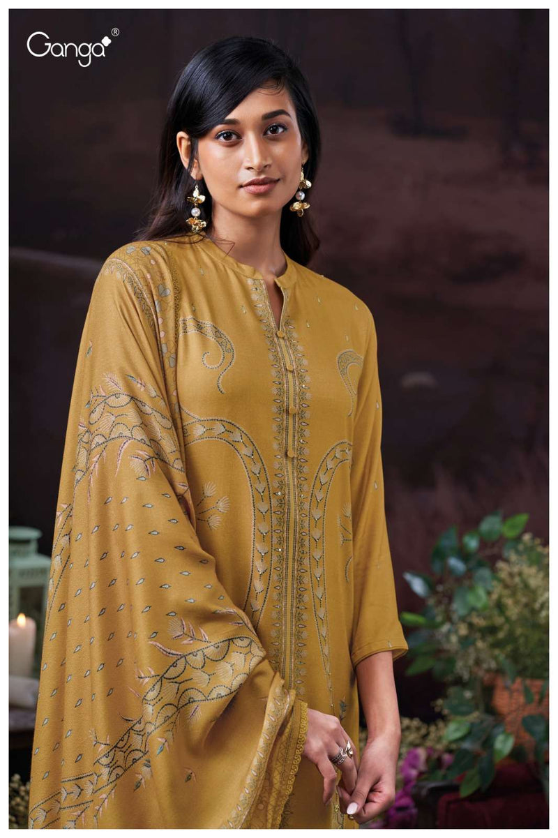 Ganga Fashion Rimsha 3848 Pure Pashmina Embroidered Work Salwar Suit