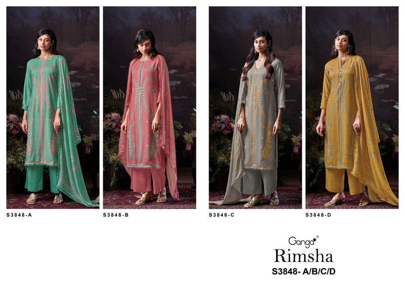 Ganga Fashion Rimsha 3848 Pure Pashmina Embroidered Work Salwar Suit
