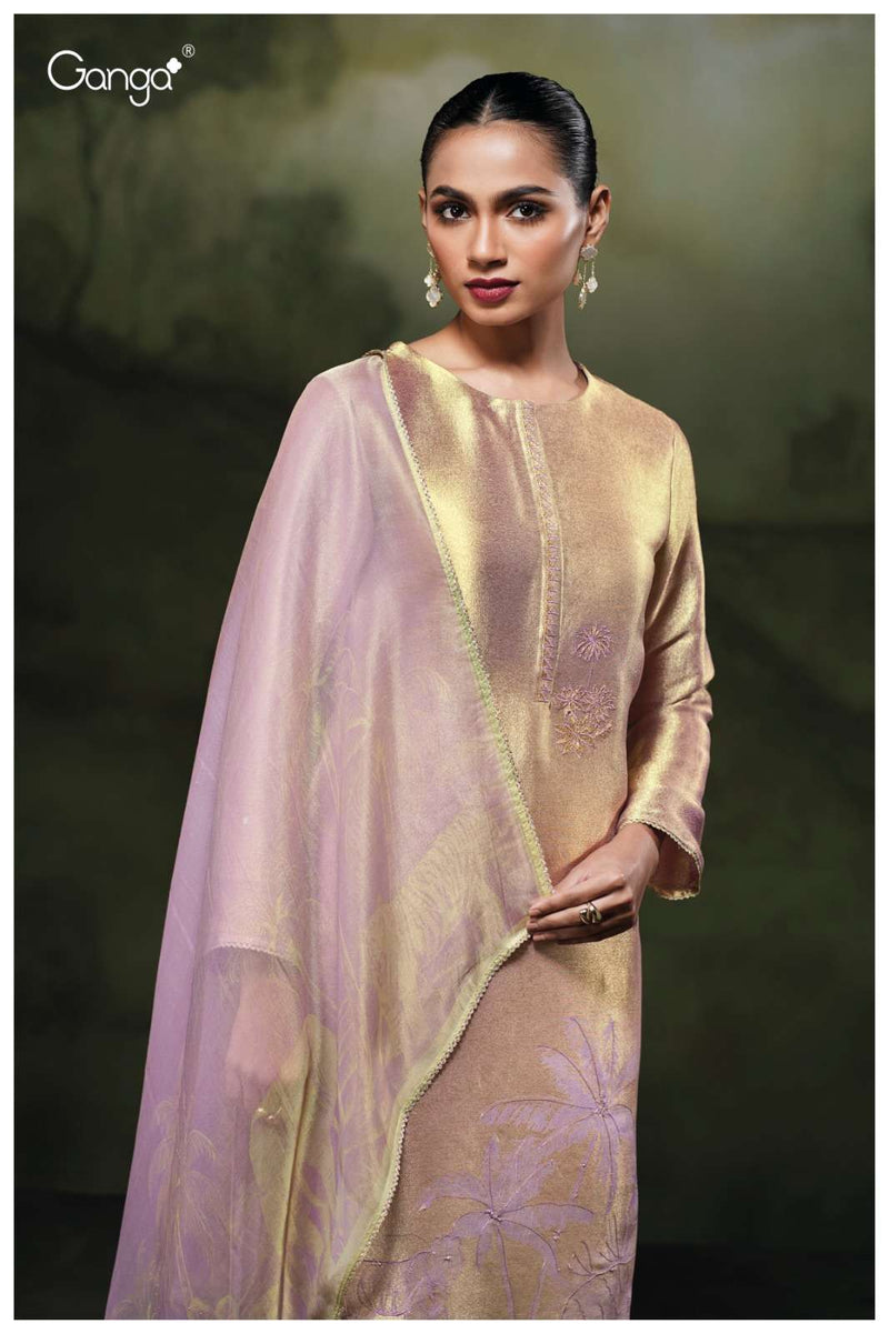 Ganga Fashion Rizvi 3787 Pure Bemberg Silk Jacquard Embroidered Handwork Salwar Suit