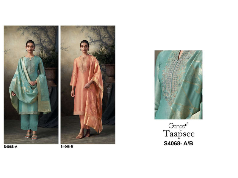Ganga Fashion Taapsee KV-70705 | Premium Silk Designer Salwar Suit with Embroidery & Organza Dupatta
