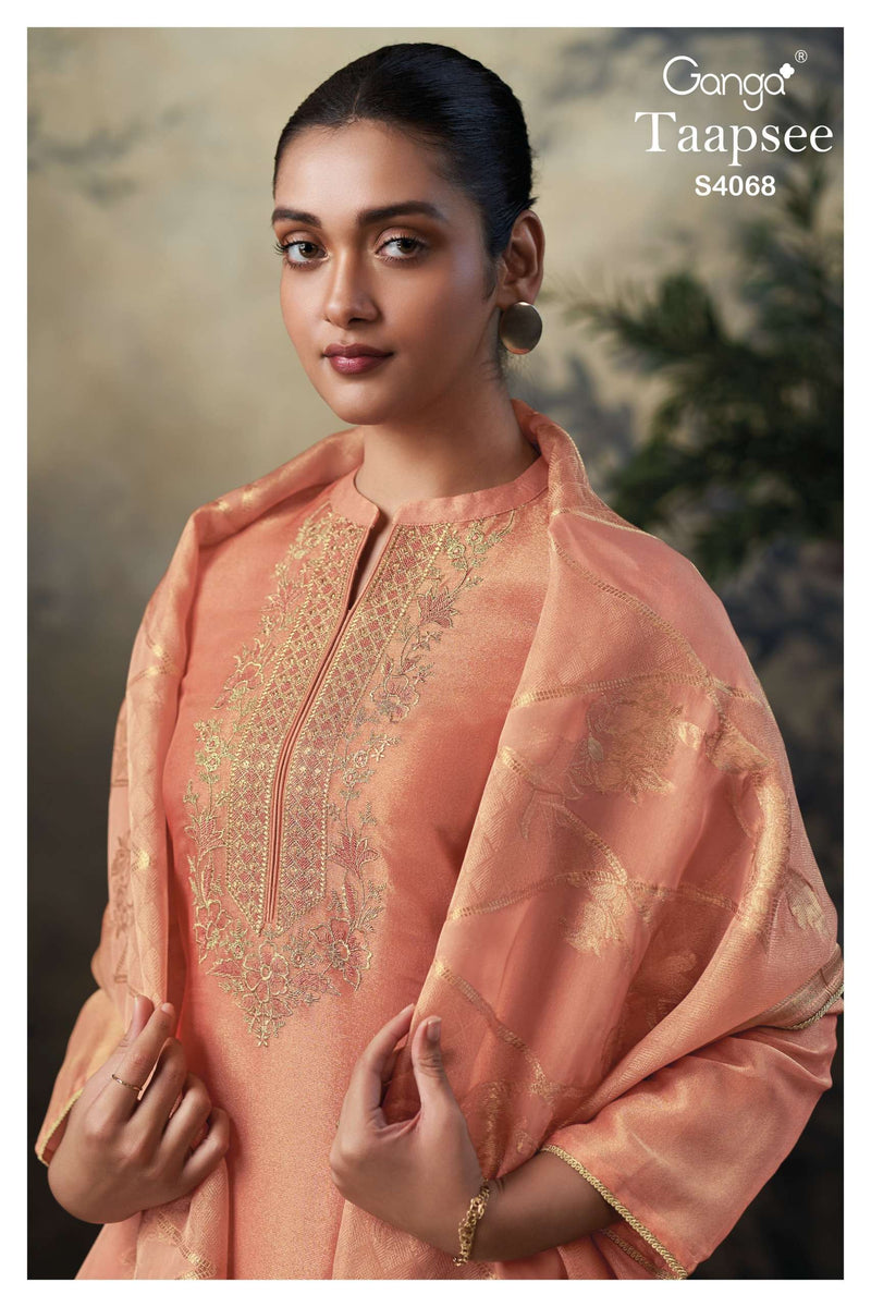 Ganga Fashion Taapsee KV-70705 | Premium Silk Designer Salwar Suit with Embroidery & Organza Dupatta