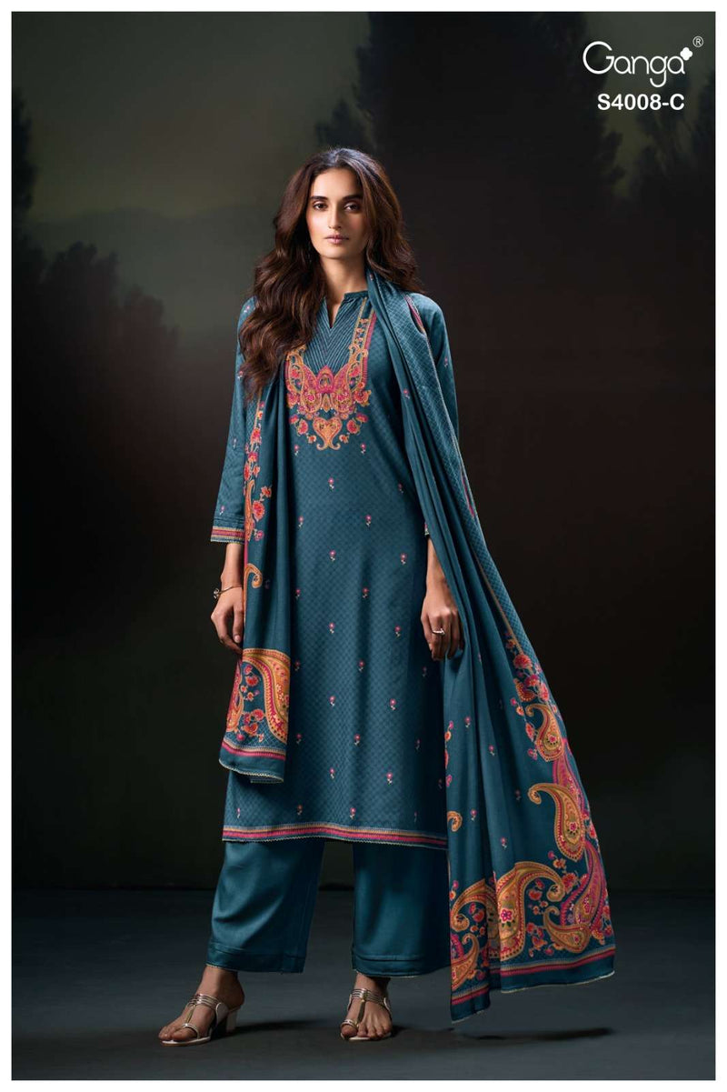 Ganga Fashion Ulyssa 4008 Woolen Pashmina Handwork Salwar Suit
