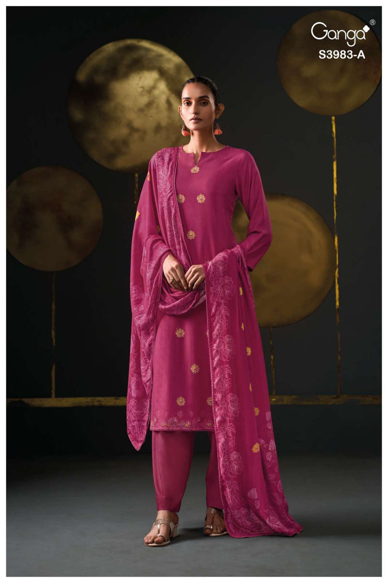 Ganga Fashion Vritali 3983 Pure Wool Pashmina Embroidered Work Winter Suit