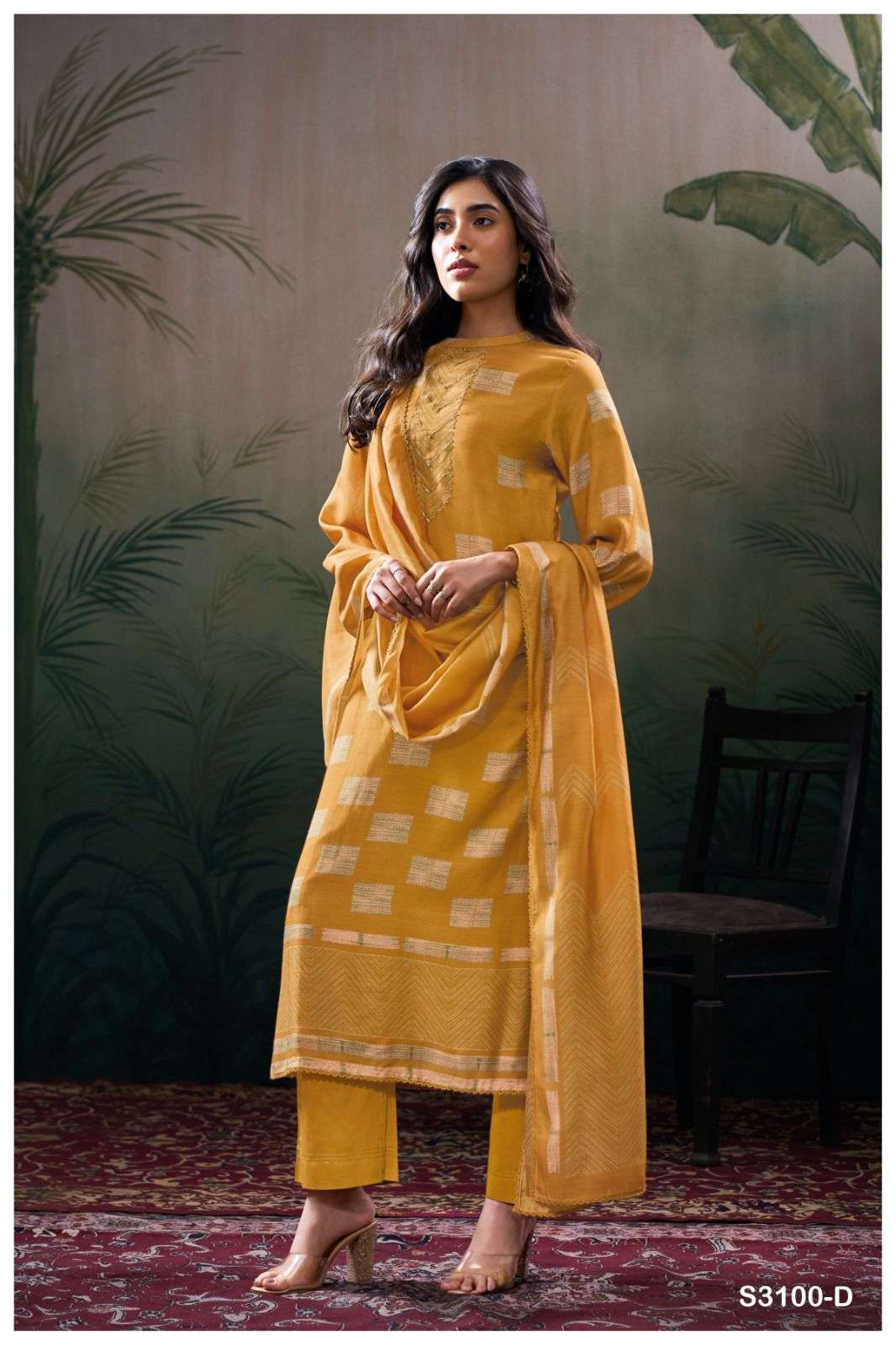 Ganga Suits Hanisha 3100 Premium Bemberg Silk Printed Handwork Suit