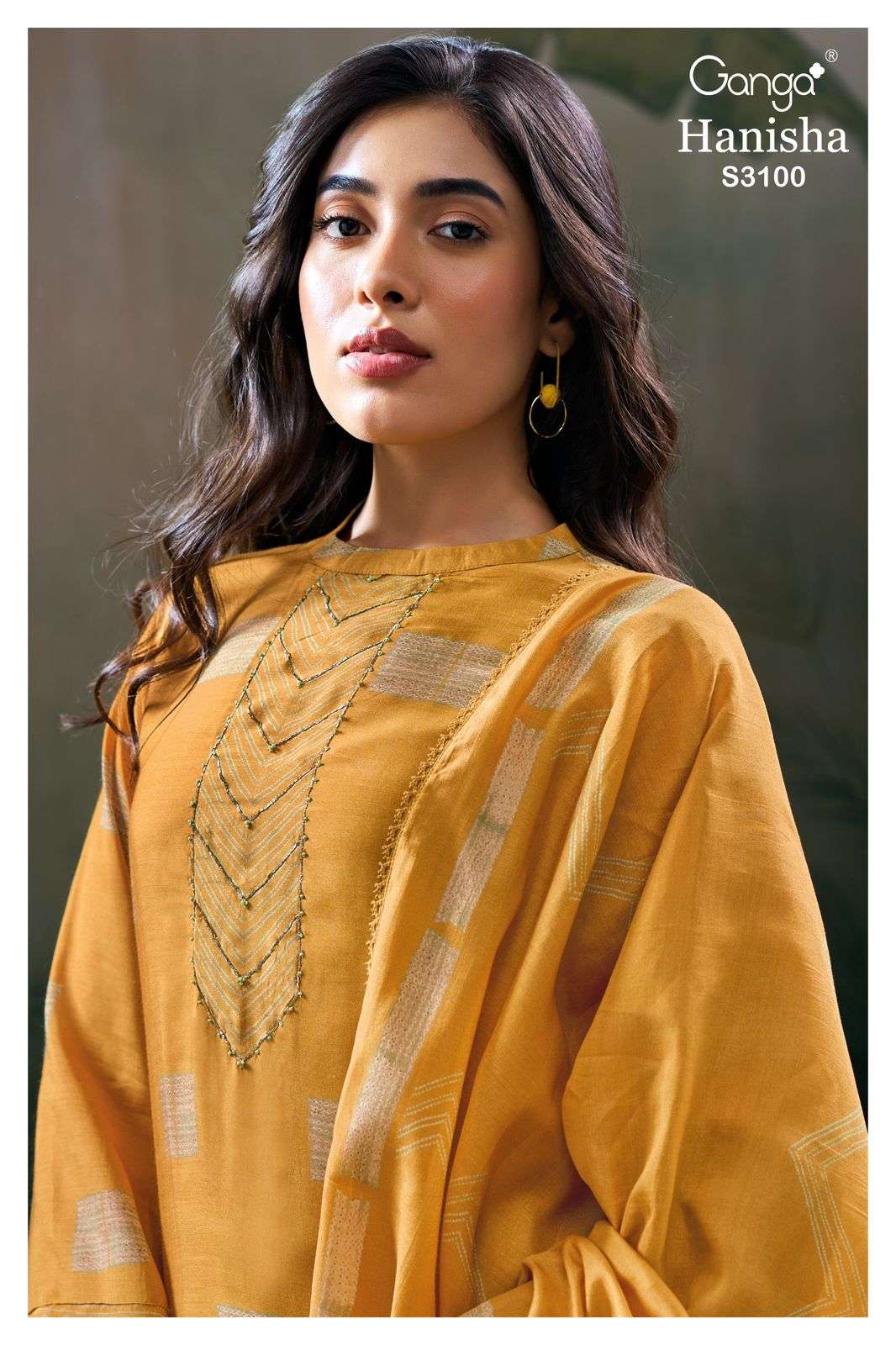 Ganga Suits Hanisha 3100 Premium Bemberg Silk Printed Handwork Suit