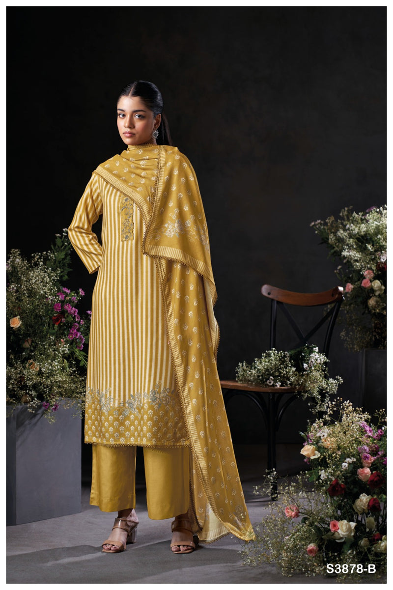 Ganga Suits Nirelle 3878 Pure Wool Pashmina Embroidered Schiffli Work Salwar Suit