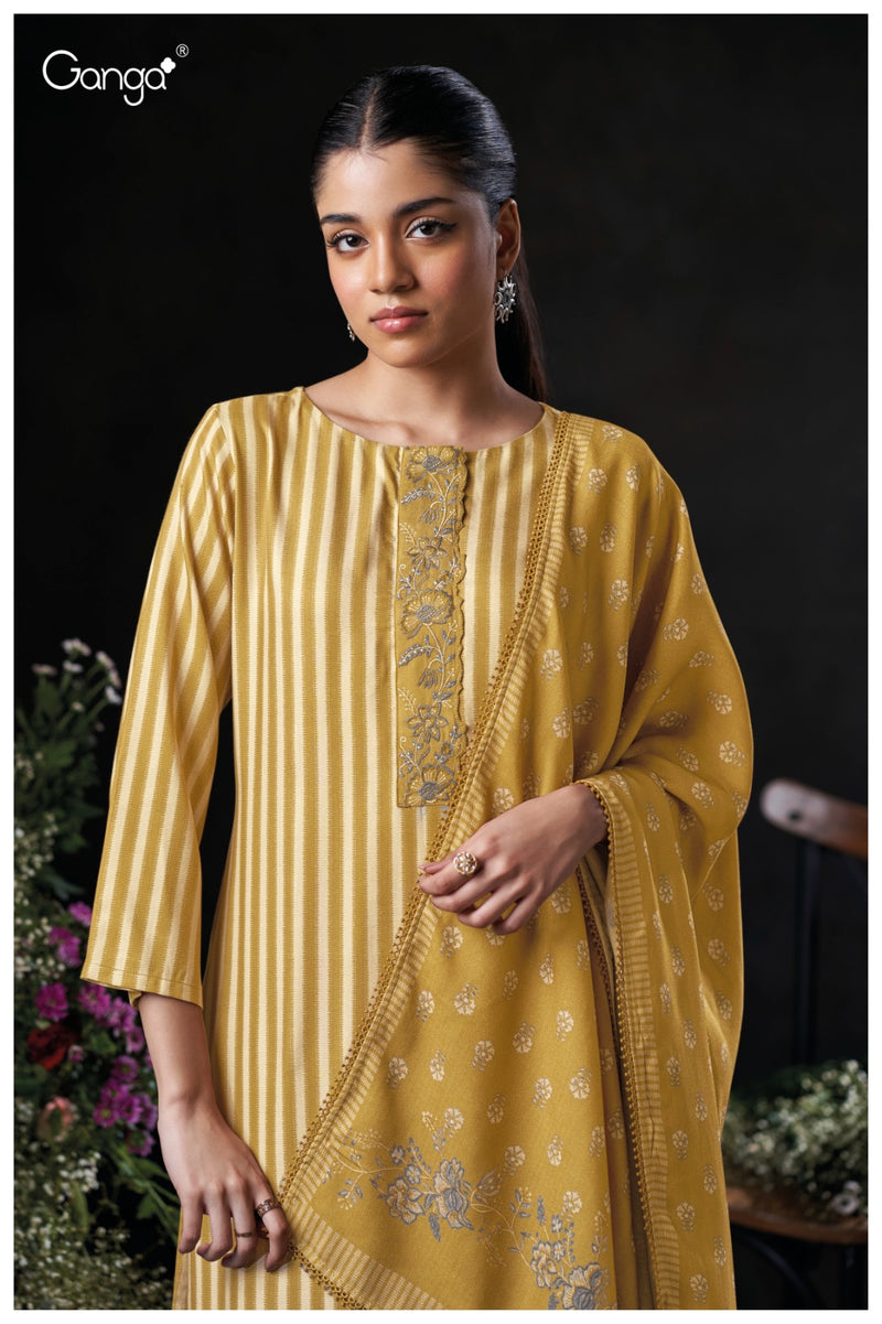Ganga Suits Nirelle 3878 Pure Wool Pashmina Embroidered Schiffli Work Salwar Suit
