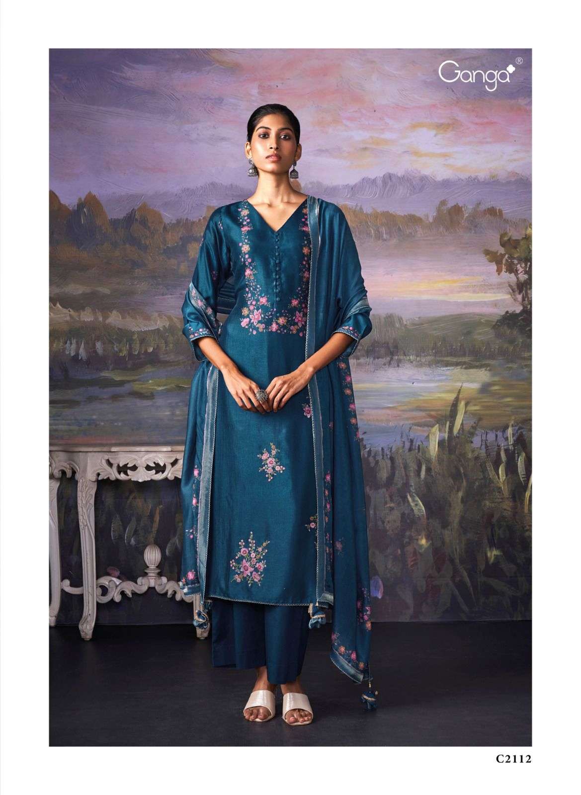 Ganga Suits Serenity Premium Silk Embroidery Swarovaski Work Salwar Suit