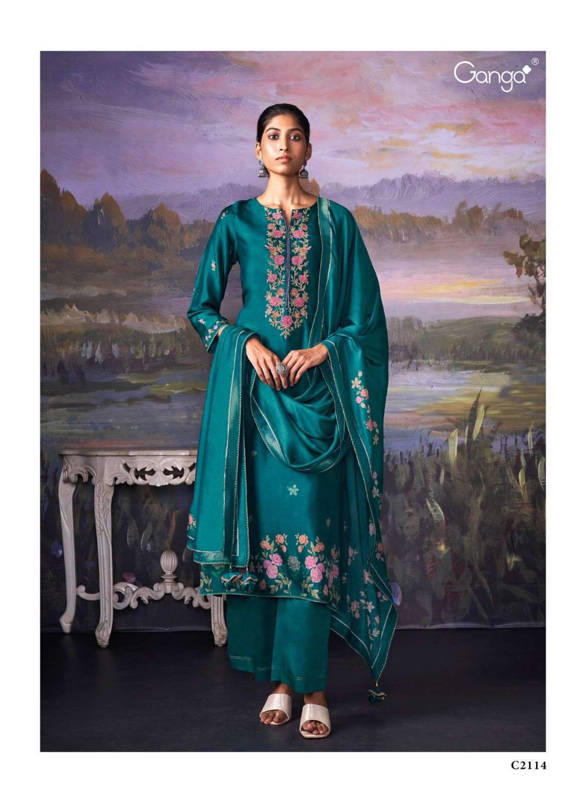 Ganga Suits Serenity Premium Silk Embroidery Swarovaski Work Salwar Suit