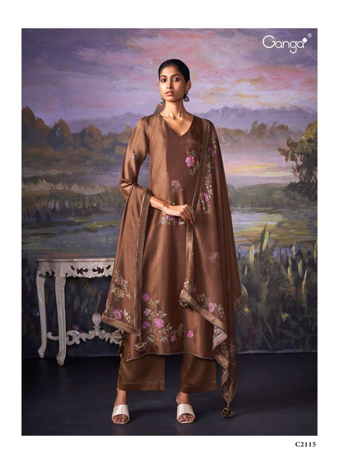 Ganga Suits Serenity Premium Silk Embroidery Swarovaski Work Salwar Suit