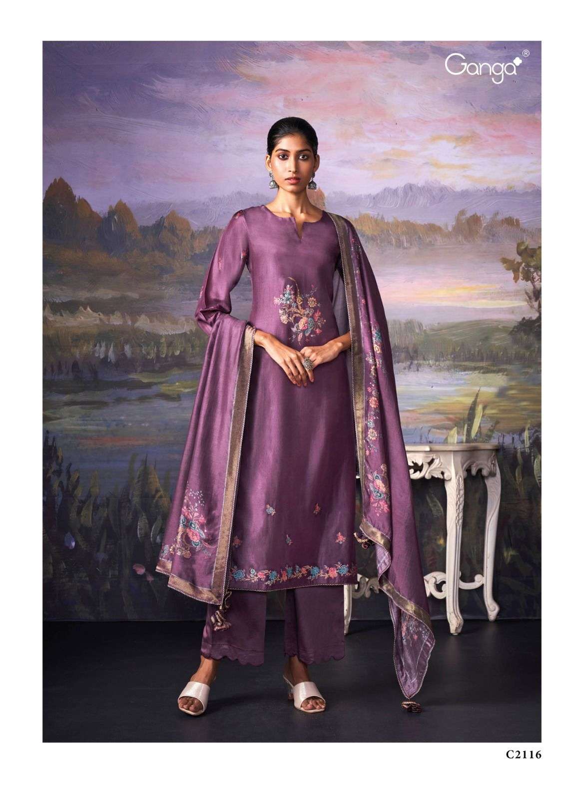 Ganga Suits Serenity Premium Silk Embroidery Swarovaski Work Salwar Suit