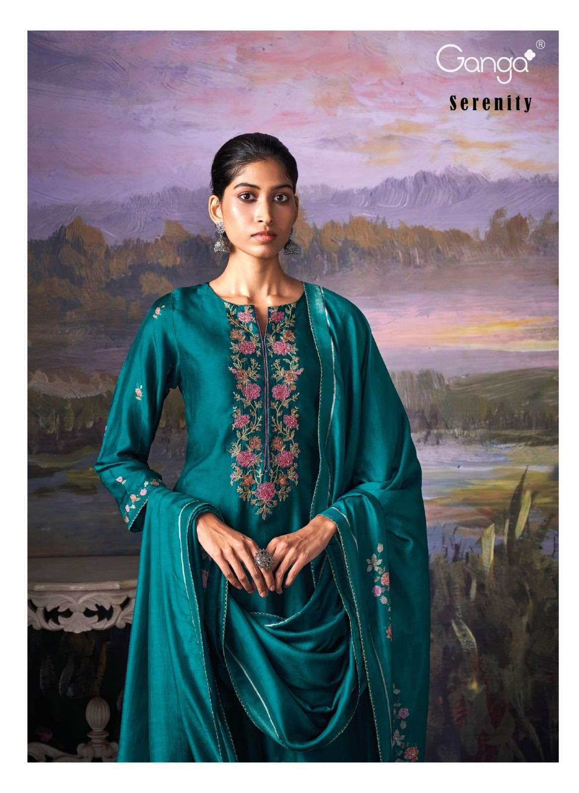 Ganga Suits Serenity Premium Silk Embroidery Swarovaski Work Salwar Suit