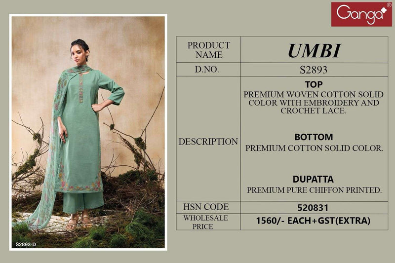 Ganga Umbi 2893 Premium Woven Cotton Designer Salwar Kameez