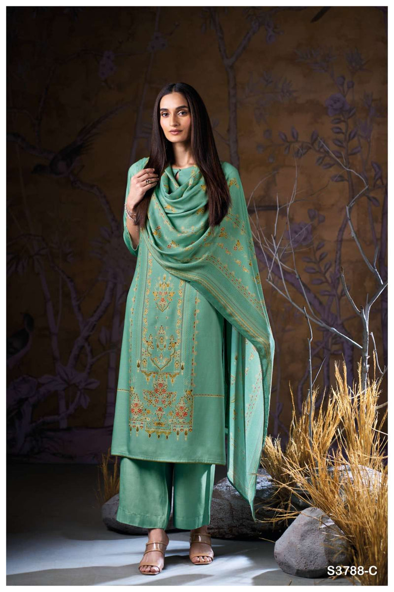 Ganga Fashion Aralyn 3788 Premium Wool Pashmina Embroidered Work Salwar Suit