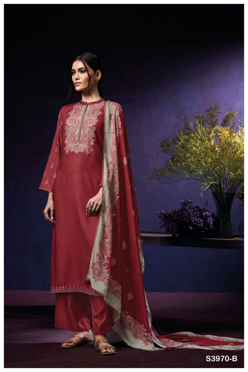 Ganga Suits Syara 3970 Premium Pashmina Printed Embroidered Salwar Kameez