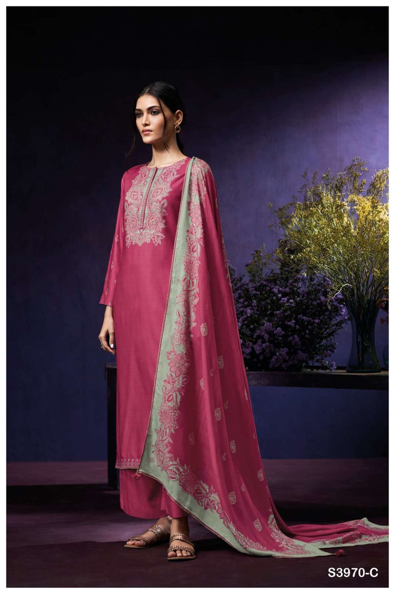 Ganga Suits Syara 3970 Premium Pashmina Printed Embroidered Salwar Kameez