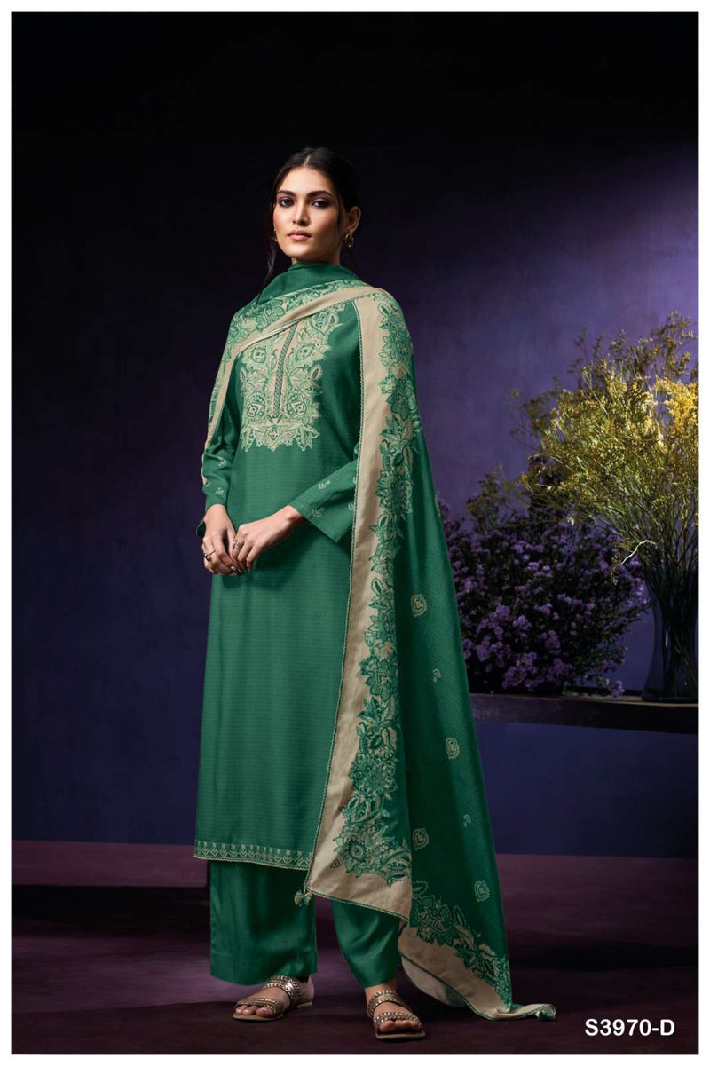 Ganga Suits Syara 3970 Premium Pashmina Printed Embroidered Salwar Kameez