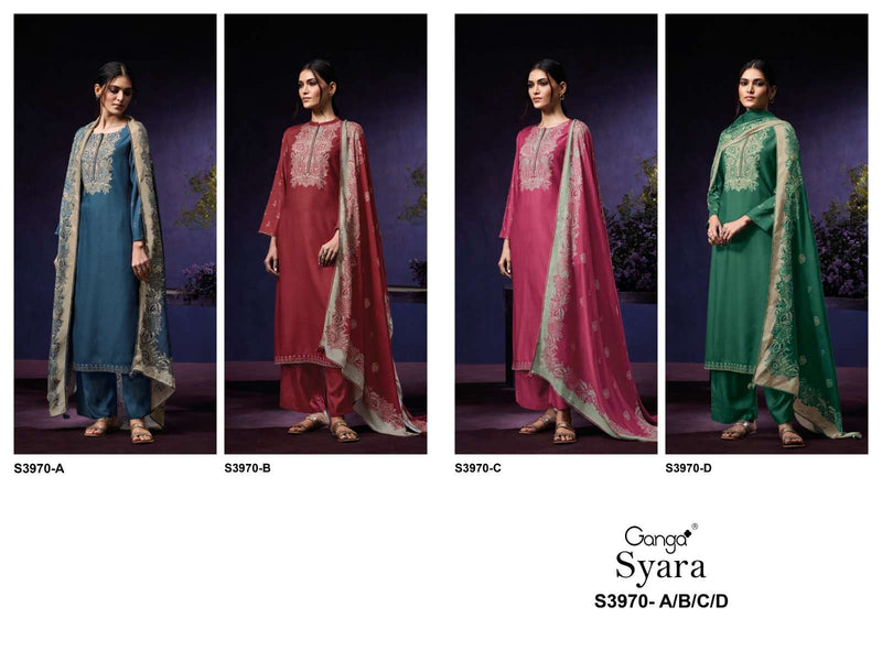 Ganga Suits Syara 3970 Premium Pashmina Printed Embroidered Salwar Kameez