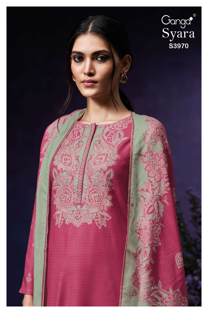 Ganga Suits Syara 3970 Premium Pashmina Printed Embroidered Salwar Kameez