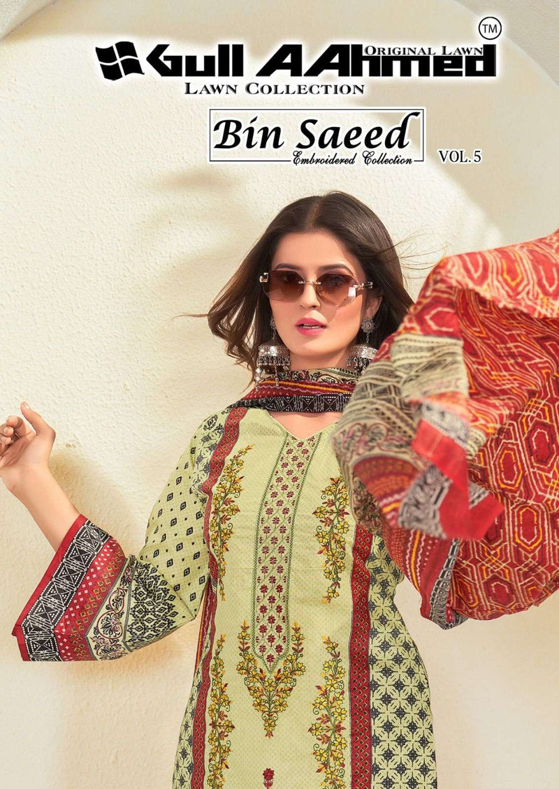 Gull Aahmed Bin Saeed Embroidered Collection Vol 5 Pure Lawn Cotton Self Embroidery Work Salwar Suit