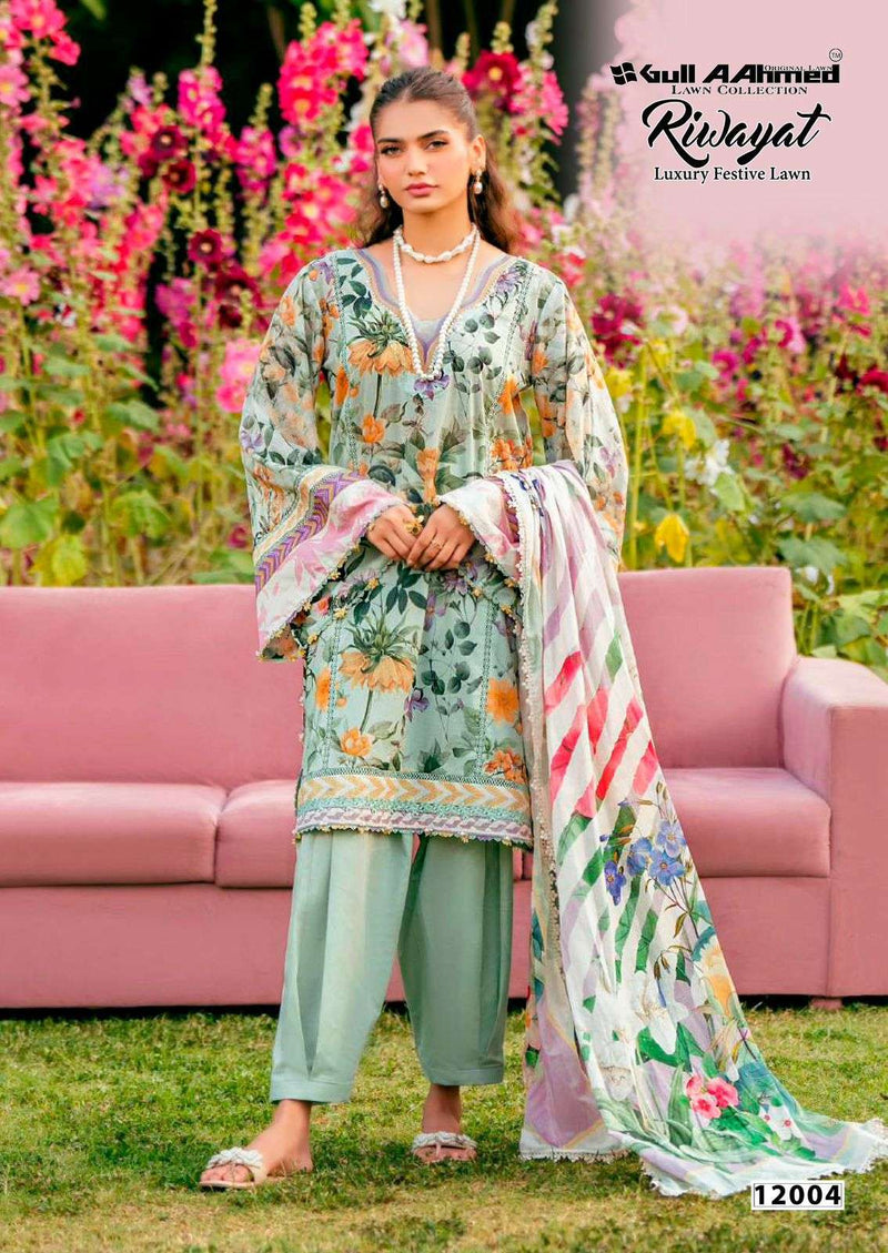 Gull Aahmed Riwayat Vol 12 Pure Cambric Cotton Printed Karachi Suit