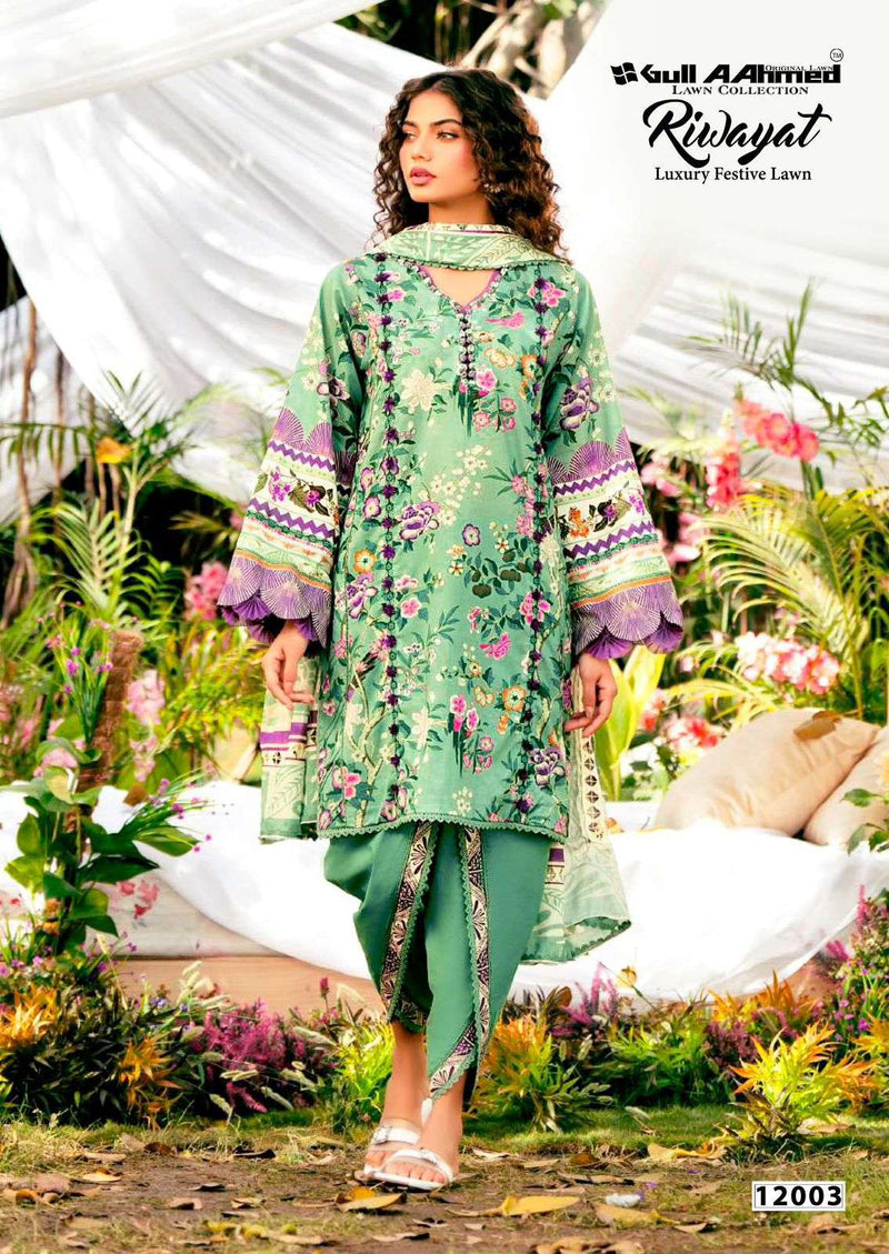 Gull Aahmed Riwayat Vol 12 Pure Cambric Cotton Printed Karachi Suit