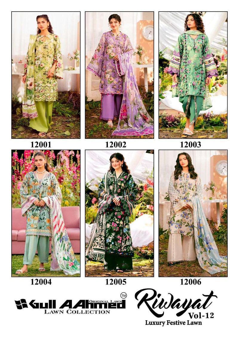 Gull Aahmed Riwayat Vol 12 Pure Cambric Cotton Printed Karachi Suit