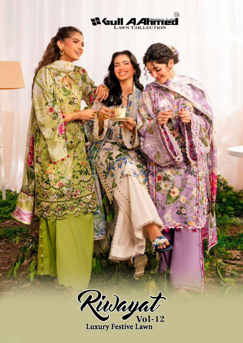 Gull Aahmed Riwayat Vol 12 Pure Cambric Cotton Printed Karachi Suit