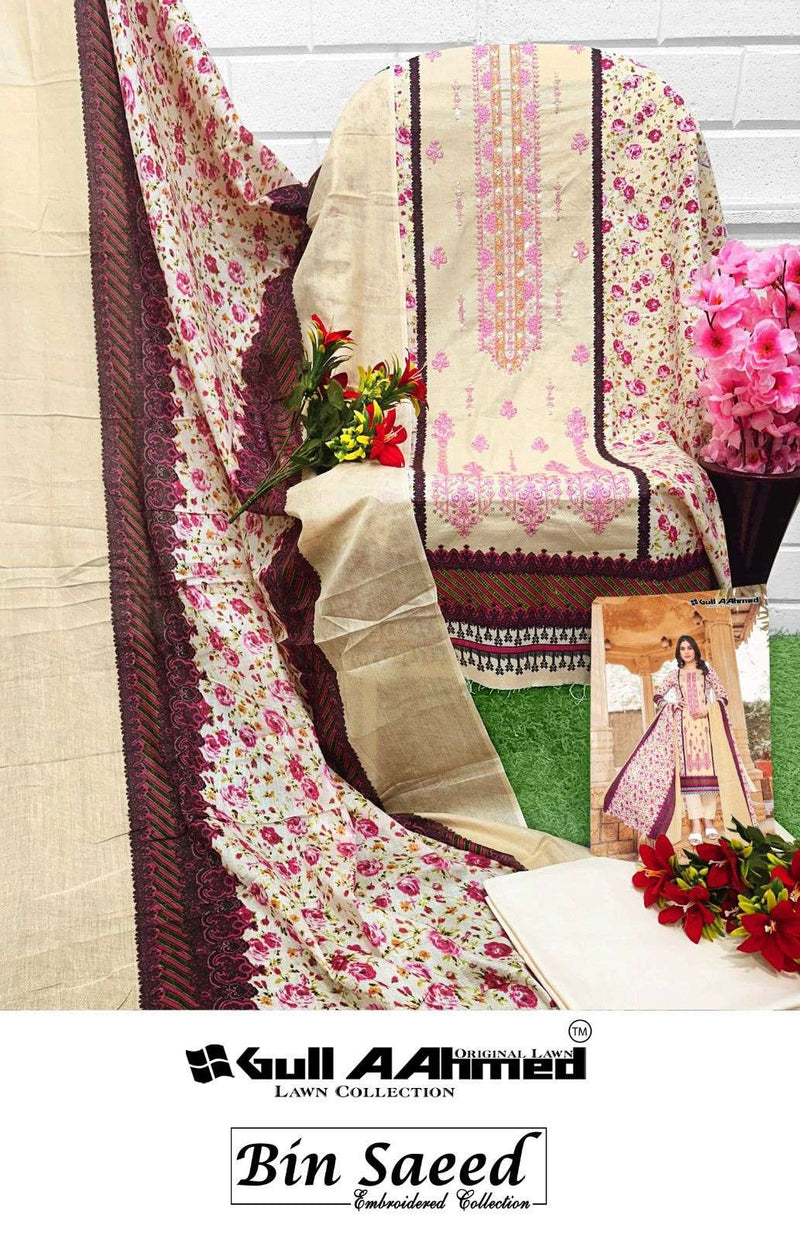 Gull Ahmed Bin Saeed Embroidered Collection Vol 3 Cotton With Self Embroidery Salwar Kameez