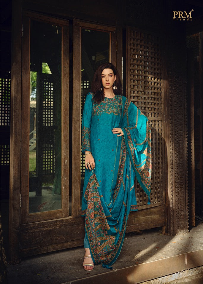 Prm Trendz Haajat Muslin Silk Digital Print With Designer Work Suits