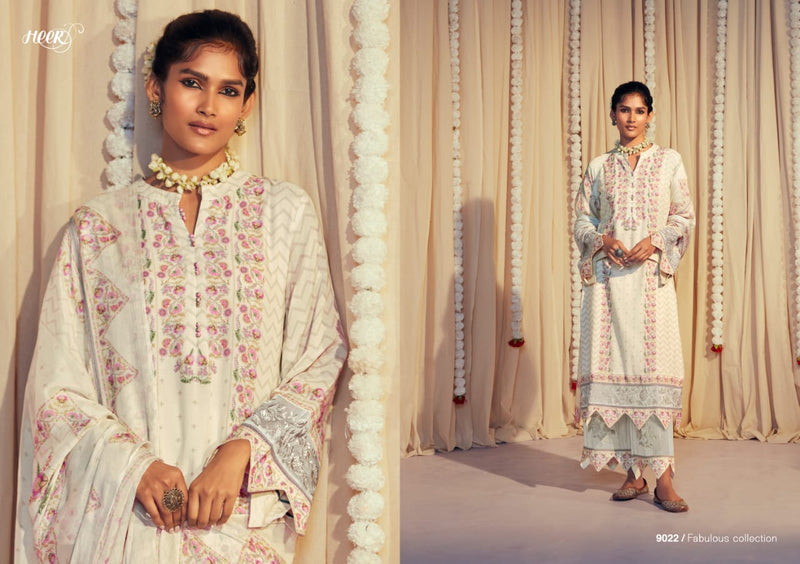 Kimora Heer Habia Muslin Silk Digital Print With Heavy Embroidery Suits