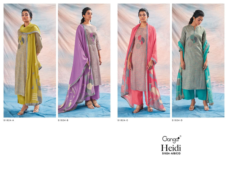 Ganga Heidi 1824 Cotton Printed With Embroidery Designer Suits