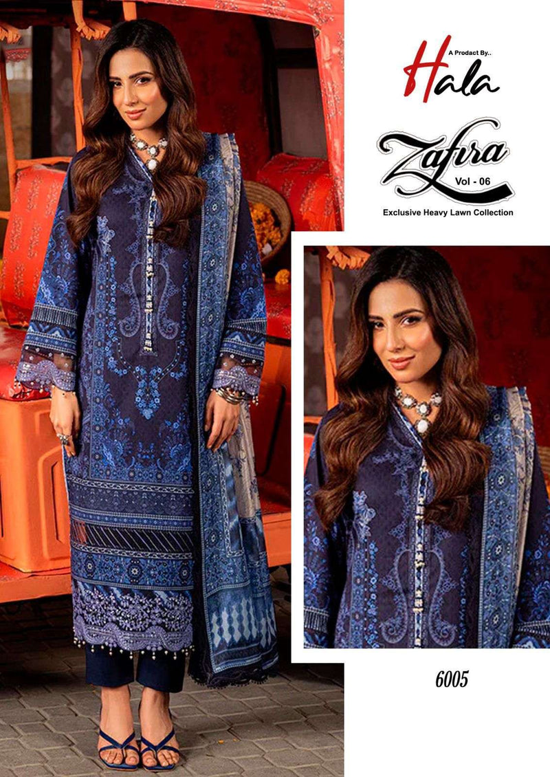 Hala Zafira Vol 6 Lawn Cotton Karachi Print Partywear Salwar Suit