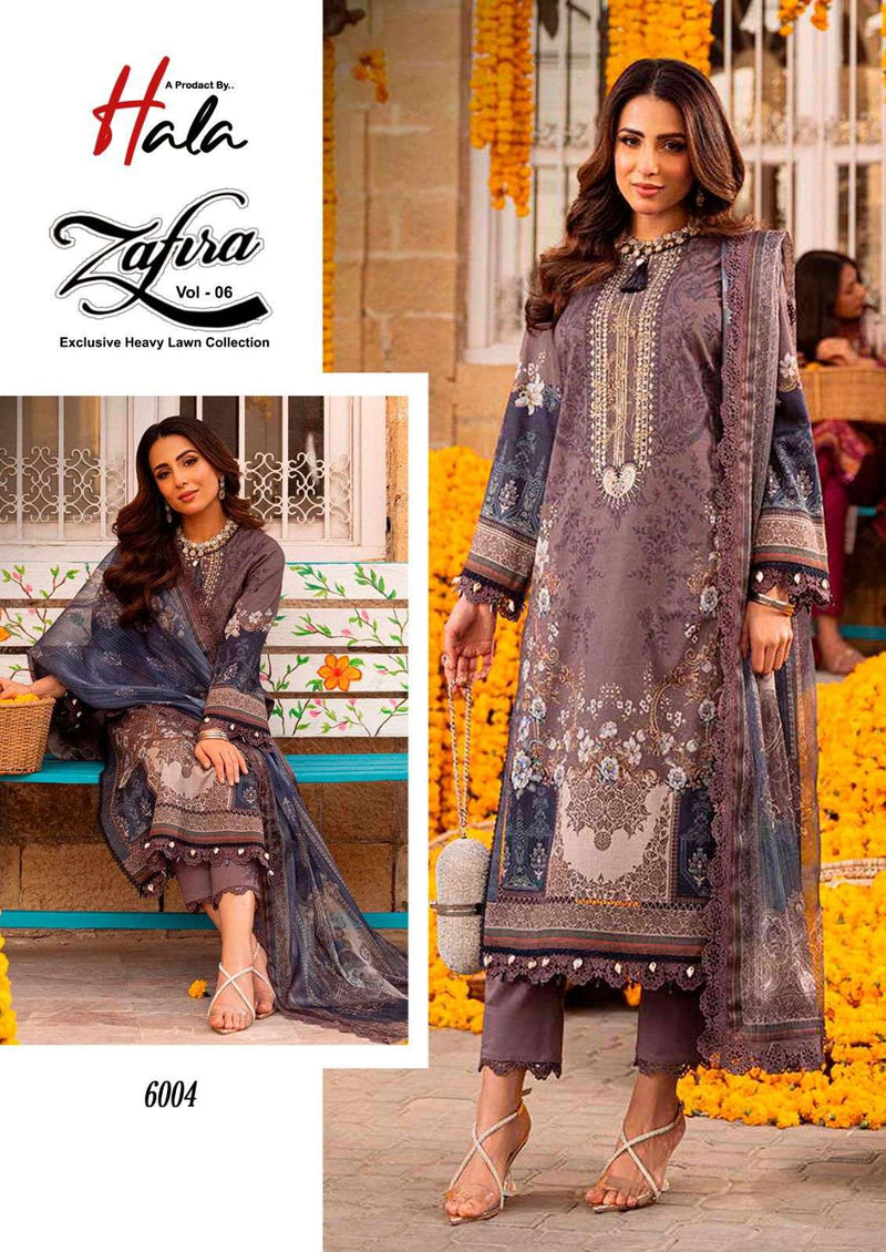 Hala Zafira Vol 6 Lawn Cotton Karachi Print Partywear Salwar Suit