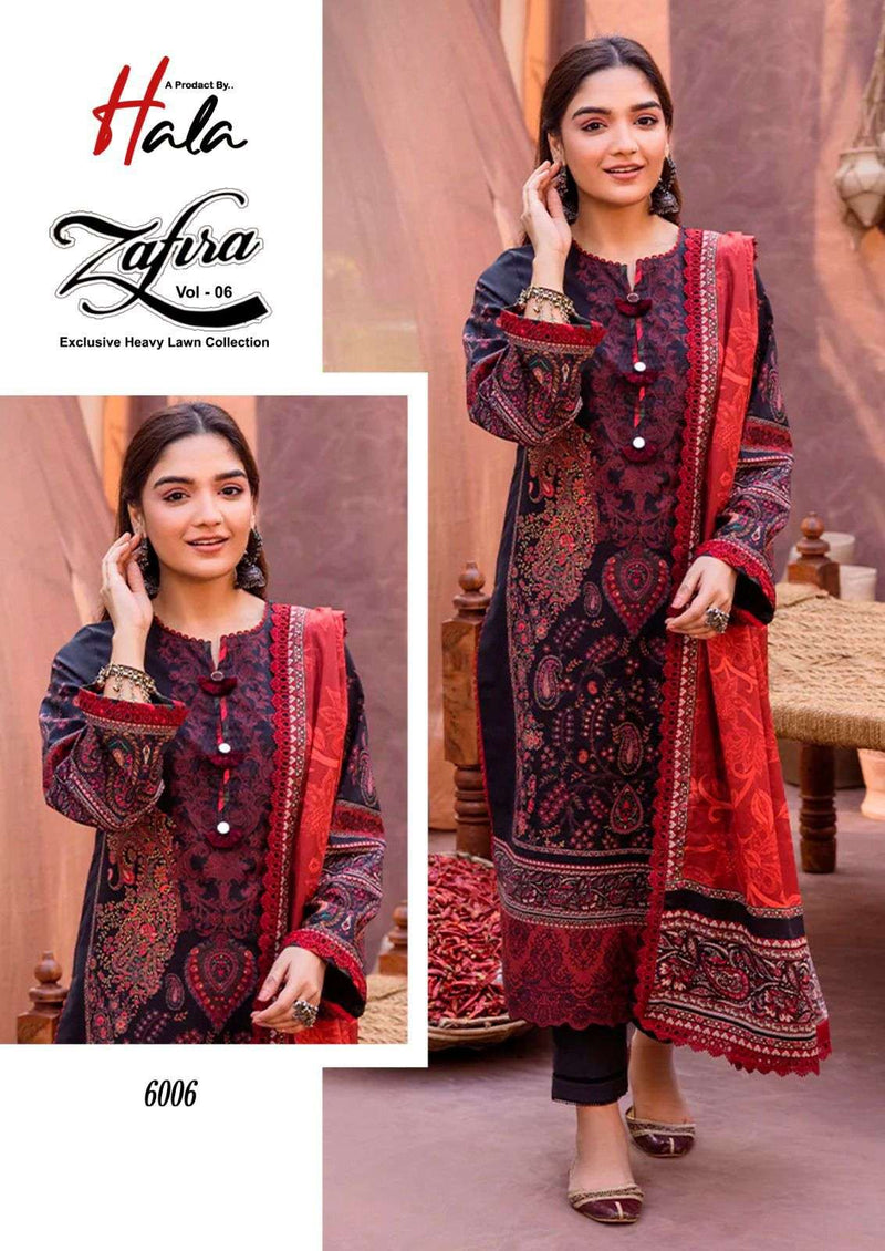 Hala Zafira Vol 6 Lawn Cotton Karachi Print Partywear Salwar Suit