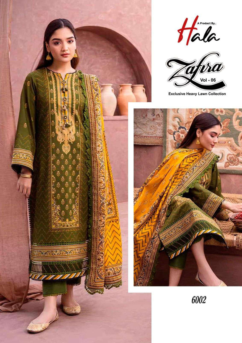 Hala Zafira Vol 6 Lawn Cotton Karachi Print Partywear Salwar Suit